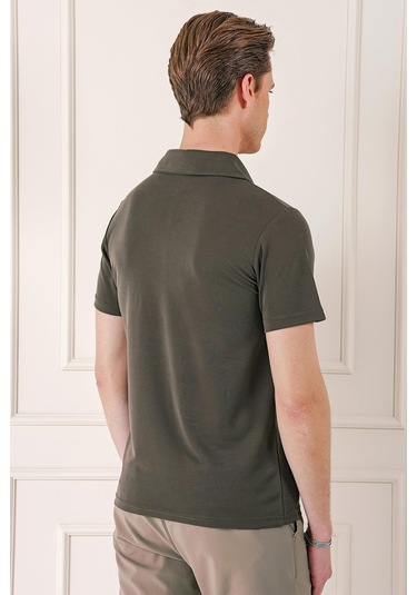 Slim Fit Düğmeli Polo Yaka Pamuklu Vizon Tişört Ts 879 Vizon