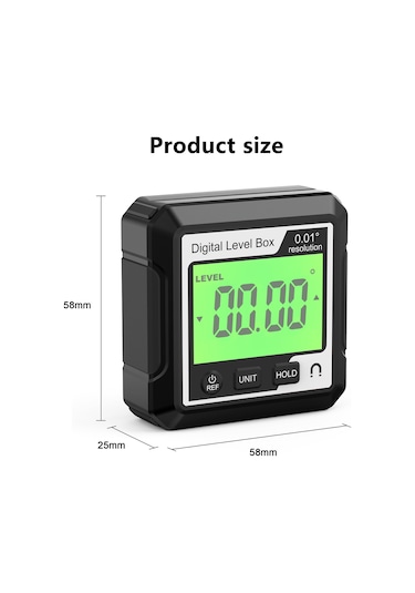 Vkemall Dijital İklinometre: Lcd Arka Işık, Manyetik Taban, Açı-eğim Dönüşümü, Veri Kilidi, 4x90 Ölçüm