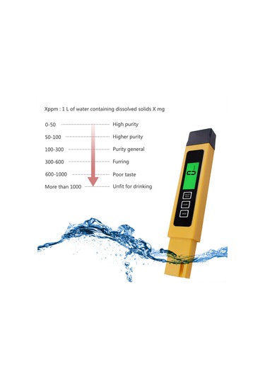Qingmipy İçme Suyu Kalite Ölçer - Ec Ve Saf Su Test Cihazı Abs Malzeme Sarı