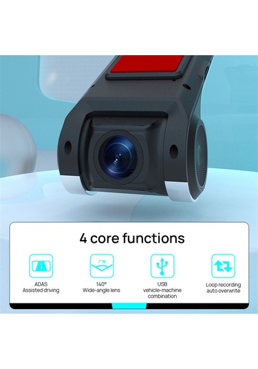 Tenfowee Zink Alaşımlı Usb Araç Kaydedici, Adas Yardımı İle Yol Çizgisi Sapması, Çarpma Uyarısı, Gece Görüşü Ve Sürekli Kayıt, 32g Hafıza Kartı Dahil