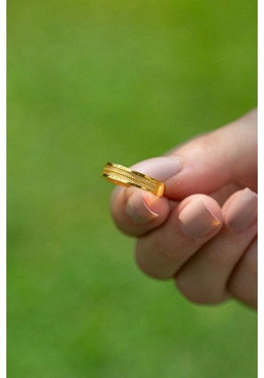 Çgk Kuyumculuk İnce Hasır Altın Yüzük Yaldız