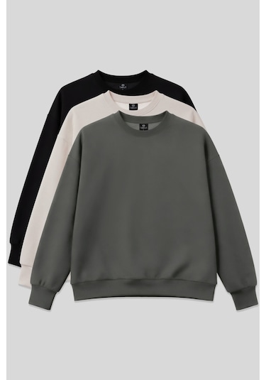 Tommy Life Basic Oversıze O Yaka 3lü Paket Siyah-haki- Bej Kadın Sweatshirt - 97053 Siyah - Açık Bej Tommy Life Basic Oversıze O Yaka 3lü Paket Siyah-haki- Bej Kadın Sweatshirt - 97053 Siyah - Açık Bej