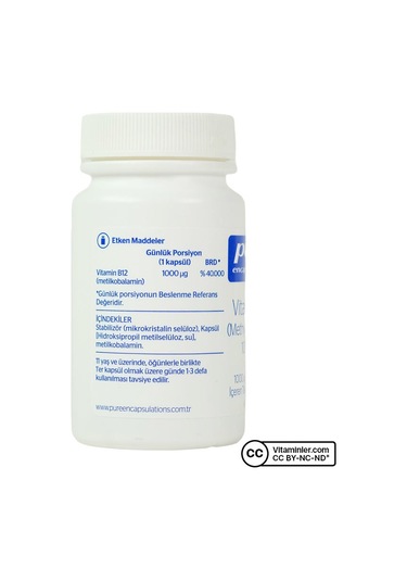Pure Encapsulations Vitamin B12 1000 Mcg 60 Kapsül