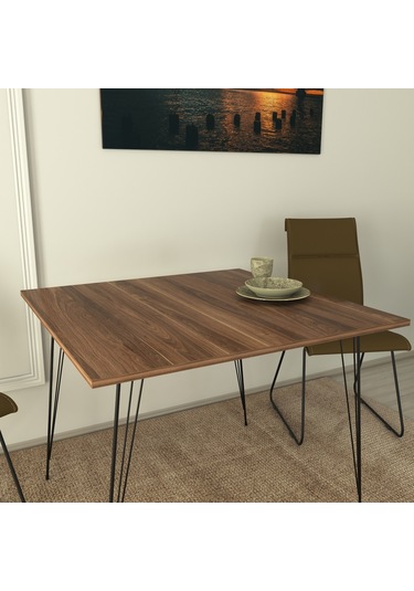 Pasific Home Sandalf Metal Ayaklı Mutfak Masası Kare 90x90 Ceviz