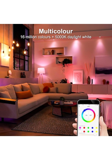 Akıllı Smart Spot Led Lamba, Beyaz-Gün ışığı ve Çok renkli. (95-110) sm