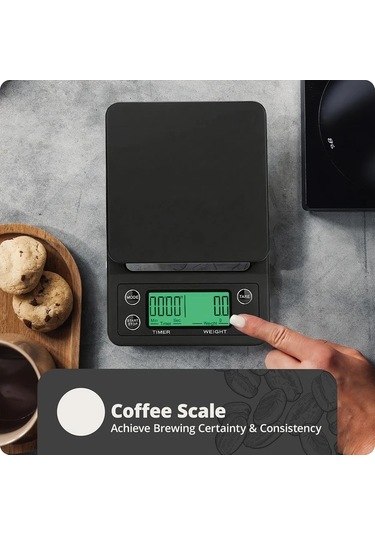 Oldfriend Yüksek Hassasiyetli Mini Çay Terazisi 0.1g Zamanlayıcılı Siyah Lühet Versiyon + Izgara Taban Siyah Yüksek Kalite Versiyon + Yalıtım Pedi