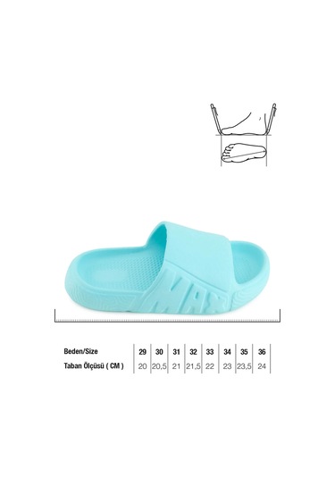 Gezer Yazlık Kız Çocuk Eva Islak Zemine Uygun Ev Bahçe Banyo Havuz Terlik Mint Yeşili