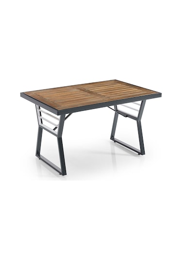 Lara Metal Bahçe Balkon Takımı 2+1+1+ahşap Masa Antrasit