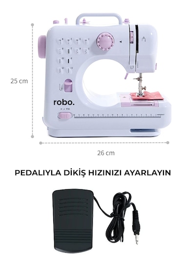 Robo 12 Fonksiyonlu Dikiş Makinesi Beyaz