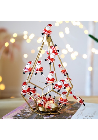 Shineyee Noel Geriş Santa Figürlü 3 Metre 30 Led Işık Zinciri - Sürekli Açık Ve Parıltı Modu - Pil Beslemeli Pil Dahil Değil