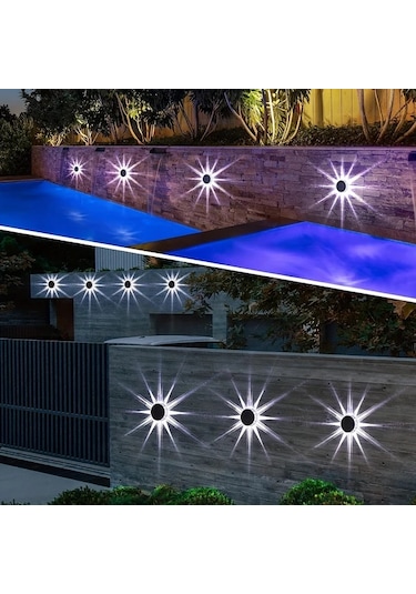 Xuweiwei 4 Adet Güneş Enerjili Sıcak Işık Açık Duvar Lambası Ip65 6led Dekoratif Aydınlatma Bahçe Veranda Sıcak Işık