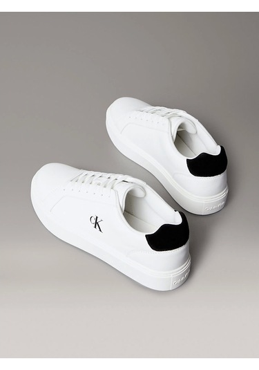Calvin Klein Jeans Klasik Düz Tabanlı Bağcıklı Deri Erkek Beyaz Sneaker Ym0ym01435-01w Beyaz