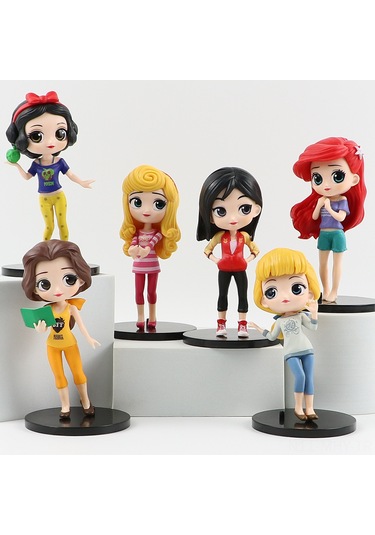 Monyee Pratik Ve Dayanıklı Plastik Prenses Figürleri - 8 Farklı Oturmuş Kraliçe Desenli Pasta Dekorasyonu Toplu Satış