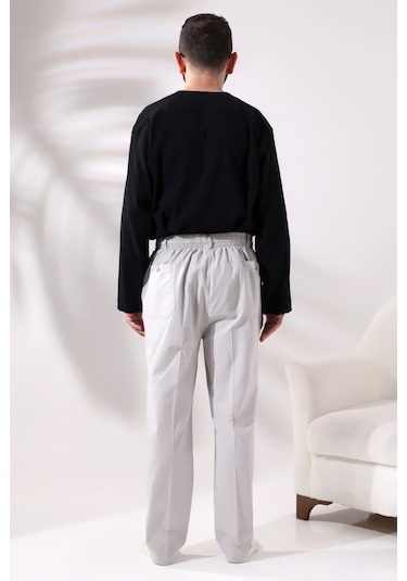 Keten Hac Ve Umre Erkek Şalvar Pantolon Açık Gri 001