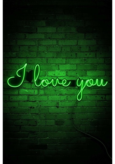 I Love You Neon Led Duvar Aydınlatması & Dekoru & Gece Lambası Yeşil Yeşil
