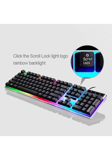 Zgb G21 1600 Dpı Profesyonel Kablolu Renkli Arka Işık Mekanik Hissediyorum Süspansiyon Klavye Optik Fare Kiti Dizüstü Bilgisayar, Pc Siyah Optik