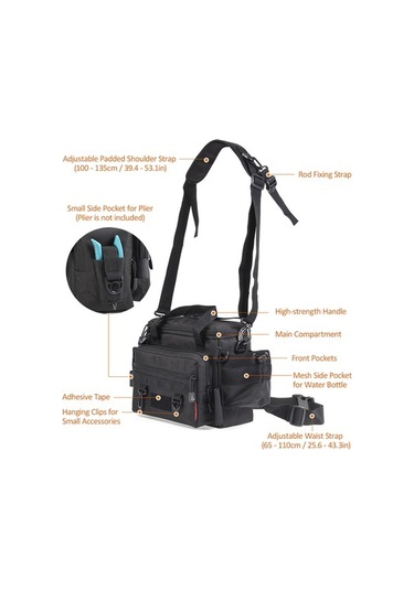 Novahub Çok Amaçlı Su Geçirmez Balıkçı Çantası - Omuz, Bel Ve Çapraz Taşınabilir, Kullanışlı Model