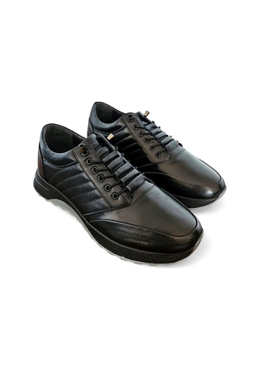 Gerçek Deri Akıllı Bağcıklı Tam Oropedik Erkek Ayakkabı Siyah