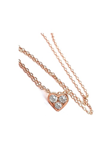Swarovski Taşlı 925Ayar Gümüş Rose Tek Taş Kolye
