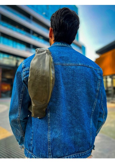 Cnt010 Cilt Deri Erkek Çapraz Çanta Hakı Standart