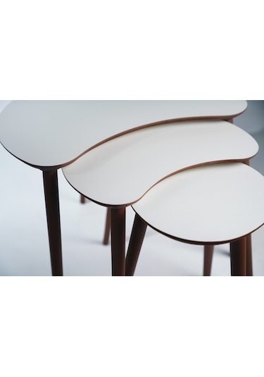 Berlin 3'lü Zigon Sehpa &100 Mdf Beyaz