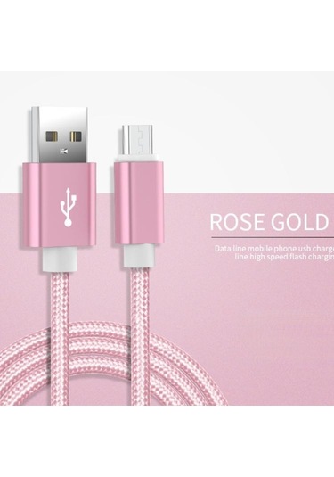 Jms Hızlı Şarj Mikro USB/ Tip-C Kablosu Mikro USB 0.25 M For İos Uyumlu Şarj Kablosu Altın
