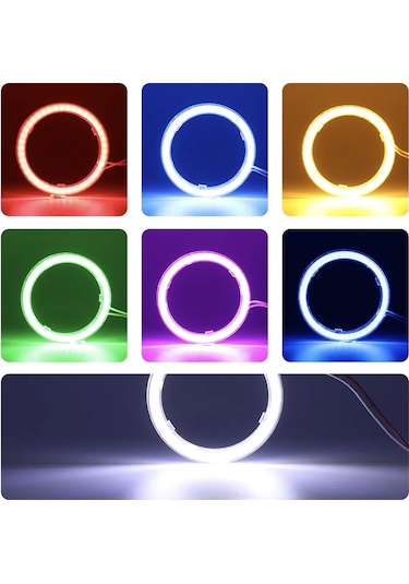 Beyaz-100mm-2pcs Gündüz Çalışan Led Far Lambası Cob Melek Gözler Led Araba Halo Halka Işıklar Drl 12v 60mm 70mm