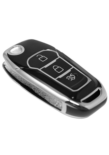 Ford Focus 4 Ecosport Fiesta Puma Ranger Mondeo Kuga 3 Buton Nano Anahtar Kılıfı Siyah-gümüş