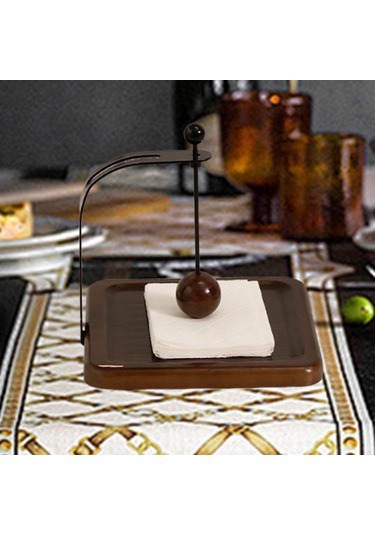 Homyl Peçete Tutucu Raf Masa Standı Yemek Masası Tezgahı Mutfak Kahverengi