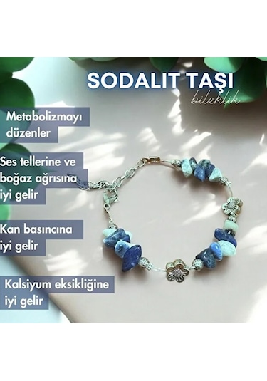 Sodalit Taşı Gerçek Doğal Taş Bileklik Mavi