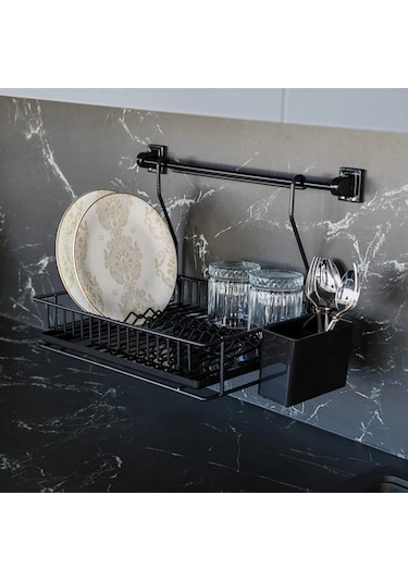 Hagen Ömür Boyu Paslanmaz Askılı Bulaşıklık Siyah
