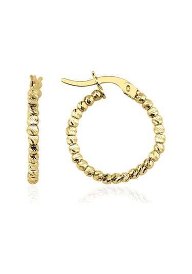 Fiyonk Kuyumculuk 14 Ayar Altın Işıltılı Dorika Küpe 001