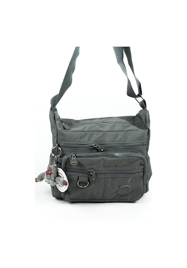 Krinkıl / Klinkır Su Geçirmez Kumaş Çok Gözlü Çapraz Kol Ve Omuz Postacı Çantası Koyu Gri 9507 Gri