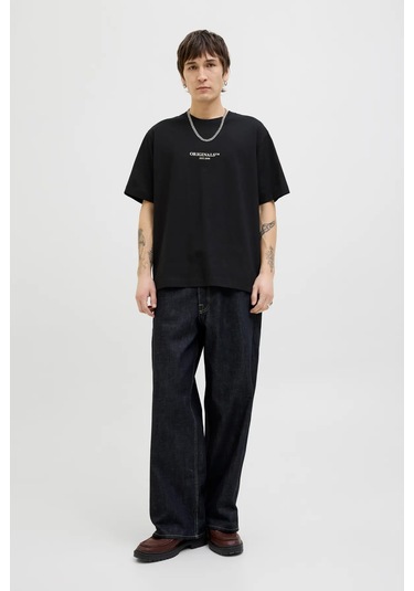 Jack & Jones Erkek Jorıslıngton Bisiklet Yaka Kısa Kollu %100 Pamuk T-shirt 12273157 Siyah Siyah