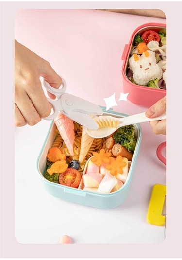 Jian Fan Çift Katmanlımikrodalga Fırnıstma Bento Kutusu Mavi Blue