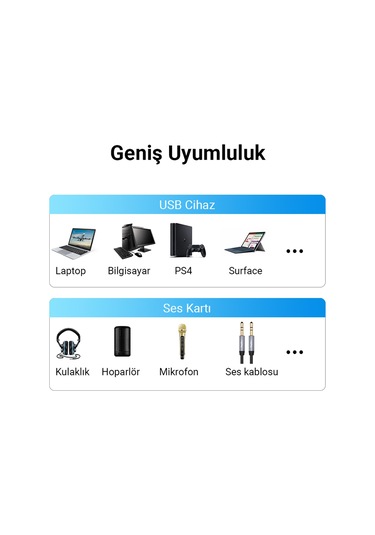 Veggieg V-K103 Usb 3.5 MM Kulaklık ve Mikrofon Girişli Ses Kartı
