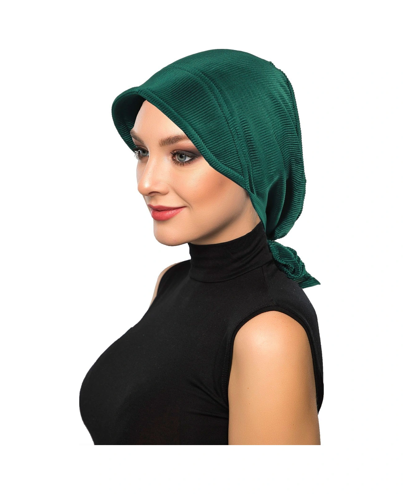 Plise Şapka Hürrem Rengi Hazır Türban Tesettür Havuz Bonesi Hürrem