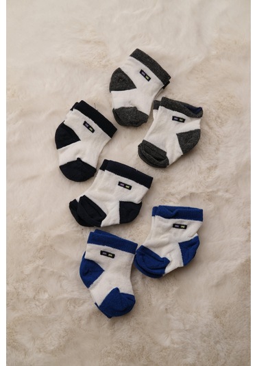 9'lu Yenidoğan Erkek Pamuklu Bebek Çorabı Karışık Desenli Çok Renkli