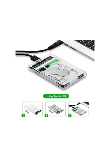 2.5 Hdd Kutusu Usb 3.0 Sata Harddisk Kutu - Şeffaf