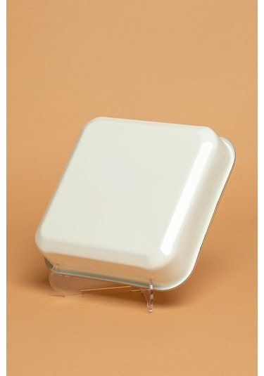 Crema Di Siena Emaye Kare Krem Fırın Kabı Krem