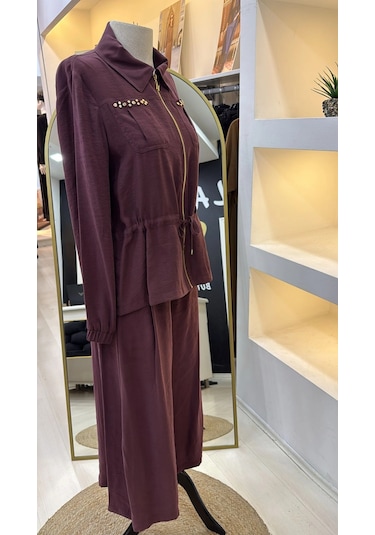 Nuss Pantolonlu Takım 1049 Bordo Bordo