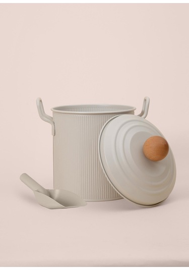 The Mia Stripe Bakliyat Ve Deterjan Saklama Kabı Bej Bej