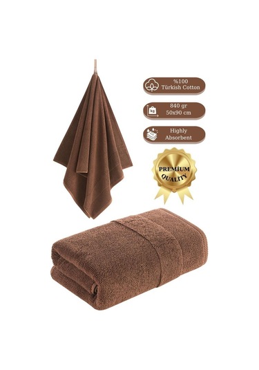 Cotton %100 Banyo Havlusu 50x90 Cm Koyu Kahverengi
