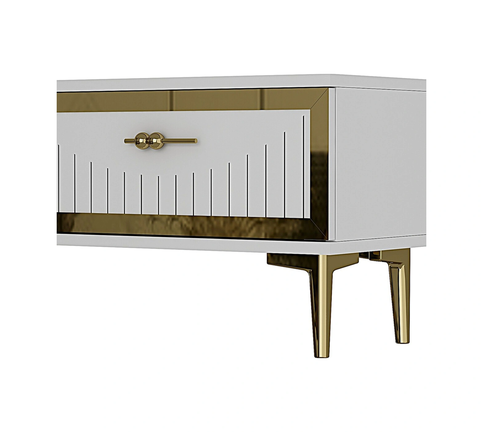 Tsa1204bg - Tunatv120 Tv Stand, Tv Sehpası Beyaz-gold 120cm Beyaz