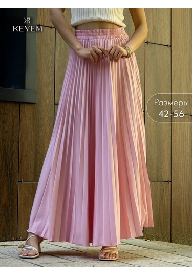 Keyem Yazlık Uzun Pileli Maxi Etek Büyük Beden 231736068 Pembe