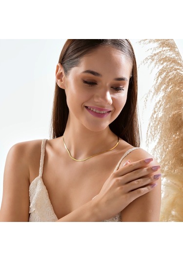 925 Ayar Gümüş Balık Sırtı Zincir Unısex Kolye Gümüş