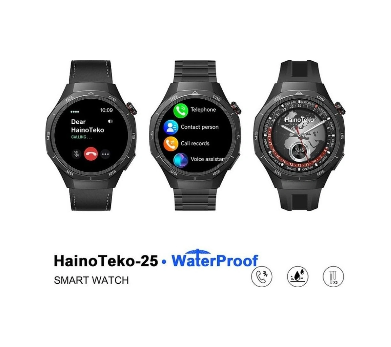 Haino Teko25 Amoled Ekran Waterproof 3 Kordonlu Akıllı Saat