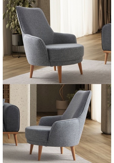 Rebul Keten Berjer Gri Tekli Koltuk Gri