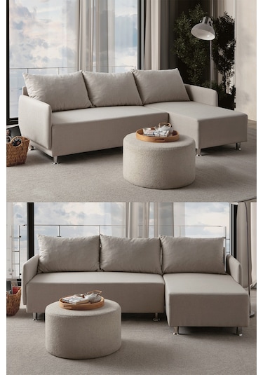 Mondy Köşe Koltuk Takımı Krem Antrasit