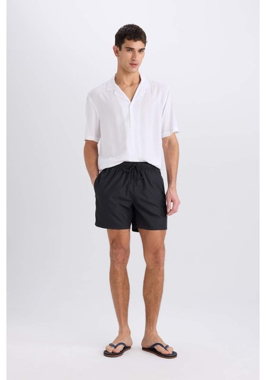 Defacto File Astarlı Kısa Boy Hızlı Kuruyan Deniz Şortu E0944ax25hsbk27 Siyah